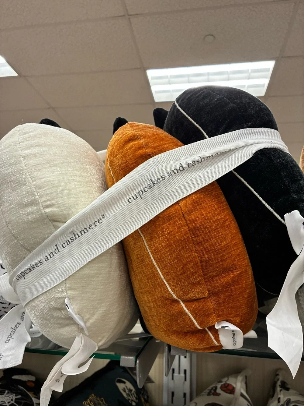 Plush Halloween Ghost Decorative Pillow - White,Orange,and Black